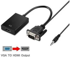 Aluminum Case VGA Male to HDMI Female Adapter Converter w/ 3.5mm Audio Cable and Micro USB Charging Cord for HDTV,Monitor,DVD Player, Tablet PC, Digital Camera Aluminum Case VGA Male to HDMI Female Adapter Converter w/ 3.5mm Audio Cable and Micro USB Charging Cord for HDTV,Monitor,DVD Player, Tablet PC, Digital Camera