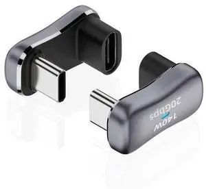 Vszerda 180 USB C Adapter (2 Pack), 180 Degree Angle USB-C Male to Female 20Gbps PD 140W Adapter for Steam Deck, Switch, Laptop, Tablet, Phone and More Type C Devices Vszerda 180 USB C Adapter (2 Pack), 180 Degree Angle USB-C Male to Female 20Gbps PD 140W Adapter for Steam Deck, Switch, Laptop, Tablet, Phone and More Type C Devices