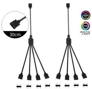 2 Pack 5V 3-Pin RGB 4-Way Female to x Female RBW LED Strip Splitter Cable,4 Port AURA RGB Lighting Hub w/ Gender Changer Adapter - 1 Foot 2 Pack 5V 3-Pin RGB 4-Way Female to x Female RBW LED Strip Splitter Cable,4 Port AURA RGB Lighting Hub w/ Gender Changer Adapter - 1 Foot
