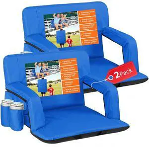 Wide Stadium Seat for Bleachers with Back Support -2 Pack Reclining Adults Camping Stadium Chair Extra Thick Cushion Bleacher Seats Waterproof Black Wide Stadium Seat for Bleachers with Back Support -2 Pack Reclining Adults Camping Stadium Chair Extra Thick Cushion Bleacher Seats Waterproof Black