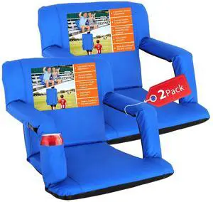 Wide Stadium Seat for Bleachers with Back Support -2 Pack Reclining Adults Camping Stadium Chair Extra Thick Cushion Bleacher Seats Waterproof Black Wide Stadium Seat for Bleachers with Back Support -2 Pack Reclining Adults Camping Stadium Chair Extra Thick Cushion Bleacher Seats Waterproof Black