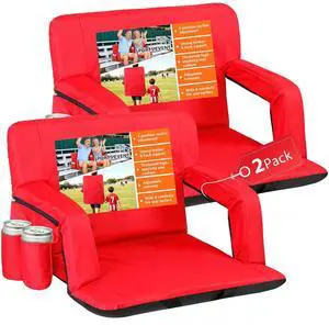 Wide Stadium Seat for Bleachers with Back Support -2 Pack Reclining Adults Camping Stadium Chair Extra Thick Cushion Bleacher Seats Waterproof Black Wide Stadium Seat for Bleachers with Back Support -2 Pack Reclining Adults Camping Stadium Chair Extra Thick Cushion Bleacher Seats Waterproof Black