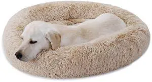 Donut Dog Bed Calming Ultra Soft Shag Faux Fur Dog Bed Comfortable Donut Cuddler for Dogs and Cats,Self Warming and Washable (30Inches, Beige) Donut Dog Bed Calming Ultra Soft Shag Faux Fur Dog Bed Comfortable Donut Cuddler for Dogs and Cats,Self Warming and Washable (30Inches, Beige)