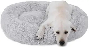 Donut Dog Bed Calming Ultra Soft Shag Faux Fur Dog Bed Comfortable Donut Cuddler for Dogs and Cats,Self Warming and Washable (30 Inches, Grey) Donut Dog Bed Calming Ultra Soft Shag Faux Fur Dog Bed Comfortable Donut Cuddler for Dogs and Cats,Self Warming and Washable (30 Inches, Grey)