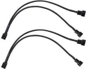 PWM Fan Splitter Cable 1 to 2, Black Sleeved 2 Way PC Fan Extension Cable Compatible with Computer 3 Pin & 4 Pin CPU / Case Fans, 10 Inch, 2 Pack PWM Fan Splitter Cable 1 to 2, Black Sleeved 2 Way PC Fan Extension Cable Compatible with Computer 3 Pin & 4 Pin CPU / Case Fans, 10 Inch, 2 Pack