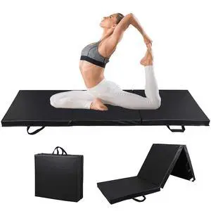 Non-Slip Tri-Fold Gym Mat 6'x2'x2" with Handles - Folding Exercise Mat for Yoga, Stretching, MMA & Tumbling - Gymnastics Fitness Mat (Black/Purple/Blue/Pink) Non-Slip Tri-Fold Gym Mat 6'x2'x2" with Handles - Folding Exercise Mat for Yoga, Stretching, MMA & Tumbling - Gymnastics Fitness Mat (Black/Purple/Blue/Pink)