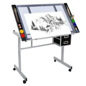 Nova Microdermabrasion Glass Top Drafting Table with Storage, Adjustable Drawing Desk Rolling Art Craft Station Writing Work Table with Drawers & Wheels Nova Microdermabrasion Glass Top Drafting Table with Storage, Adjustable Drawing Desk Rolling Art Craft Station Writing Work Table with Drawers & Wheels
