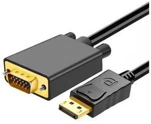 DisplayPort to VGA Cable 6FT, Display Port DP to VGA Adapter, 1080P@60Hz Video Cord from Laptop/Computer (DP) to Monitor/Projector (VGA), (Not Bidirectional, Not for HDMI or USB) DisplayPort to VGA Cable 6FT, Display Port DP to VGA Adapter, 1080P@60Hz Video Cord from Laptop/Computer (DP) to Monitor/Projector (VGA), (Not Bidirectional, Not for HDMI or USB)