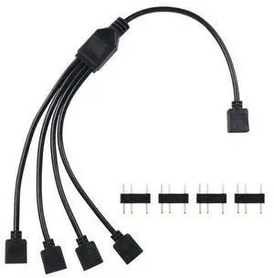 Vszerda ARGB Splitter Cable 5V 3Pin Addressable RGB 1 to 4 Splitter Cable with Male Pins for Computer Chassis, CPU Cooler and 5V ARGB Fan Vszerda ARGB Splitter Cable 5V 3Pin Addressable RGB 1 to 4 Splitter Cable with Male Pins for Computer Chassis, CPU Cooler and 5V ARGB Fan