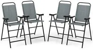 COSTWAY 4 Pieces Patio Folding Bar Chairs, High Top Patio Bar Chair with Metal Frame & Footrest, Outdoor Counter Height Chairs for Balcony, Garden & Poolside, Blue (2, Blue) COSTWAY 4 Pieces Patio Folding Bar Chairs, High Top Patio Bar Chair with Metal Frame & Footrest, Outdoor Counter Height Chairs for Balcony, Garden & Poolside, Blue (2, Blue)
