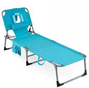 COSTWAY Tanning Chair with Face Hole, Folding Beach Lounge Chair with 4-Position Adjustable Backrest, Pillow & Side Pocket, Foldable Chaise Lounge Chair Outdoor for Sunbathing, Camping (1, Turquoise) COSTWAY Tanning Chair with Face Hole, Folding Beach Lounge Chair with 4-Position Adjustable Backrest, Pillow & Side Pocket, Foldable Chaise Lounge Chair Outdoor for Sunbathing, Camping (1, Turquoise)