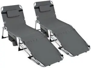 COSTWAY Tanning Chair with Face Hole, Folding Sun Bathing Lounge Chair with Armrest, Side Pocket & Protective Flap, Face Down Layout Chair for Beach, Patio, Pool, Outside (2, Grey) COSTWAY Tanning Chair with Face Hole, Folding Sun Bathing Lounge Chair with Armrest, Side Pocket & Protective Flap, Face Down Layout Chair for Beach, Patio, Pool, Outside (2, Grey)