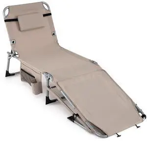 COSTWAY Tanning Chair with Face Hole, Folding Sun Bathing Lounge Chair with Armrest, Side Pocket & Protective Flap, Face Down Layout Chair for Beach, Patio, Pool, Outside (1, Beige) COSTWAY Tanning Chair with Face Hole, Folding Sun Bathing Lounge Chair with Armrest, Side Pocket & Protective Flap, Face Down Layout Chair for Beach, Patio, Pool, Outside (1, Beige)