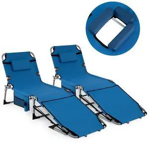 COSTWAY Tanning Chair with Face Hole, Folding Sun Bathing Lounge Chair with Armrest, Side Pocket & Protective Flap, Face Down Layout Chair for Beach, Patio, Pool, Outside (2, Blue) COSTWAY Tanning Chair with Face Hole, Folding Sun Bathing Lounge Chair with Armrest, Side Pocket & Protective Flap, Face Down Layout Chair for Beach, Patio, Pool, Outside (2, Blue)