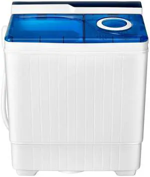 COSTWAY Portable Washing Machine, Twin Tub 26 Lbs Capacity, 18 Lbs Washer and 8 Lbs Spinner, Compact Washer with Control Knobs, Timer Function, Drain Pump, Laundry washer for Apartment RV, Blue COSTWAY Portable Washing Machine, Twin Tub 26 Lbs Capacity, 18 Lbs Washer and 8 Lbs Spinner, Compact Washer with Control Knobs, Timer Function, Drain Pump, Laundry washer for Apartment RV, Blue