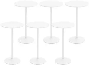 COSTWAY Round Bistro Table Set of 6, Height Adjustable Bar Height Cocktail Table, High Top Pub Table Snack Table with Heavy-Duty Metal Base for Home Bar, Dining Room, Restaurant, White COSTWAY Round Bistro Table Set of 6, Height Adjustable Bar Height Cocktail Table, High Top Pub Table Snack Table with Heavy-Duty Metal Base for Home Bar, Dining Room, Restaurant, White