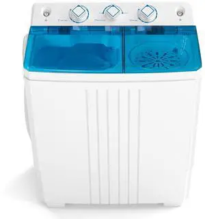 COSTWAY Portable Washing Machine, Twin Tub 20 Lbs Capacity with Drain Pump, Laundry Washer 12 Lbs and Spinner 8 Lbs with Timer Control, Perfect for Apartment Dorm RV, Blue+White COSTWAY Portable Washing Machine, Twin Tub 20 Lbs Capacity with Drain Pump, Laundry Washer 12 Lbs and Spinner 8 Lbs with Timer Control, Perfect for Apartment Dorm RV, Blue+White