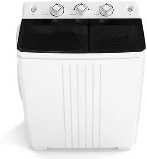 COSTWAY Portable Washing Machine, Twin Tub 20 Lbs Capacity with Drain Pump, Laundry Washer 12 Lbs and Spinner 8 Lbs with Timer Control, Perfect for Apartment Dorm RV, Black+White COSTWAY Portable Washing Machine, Twin Tub 20 Lbs Capacity with Drain Pump, Laundry Washer 12 Lbs and Spinner 8 Lbs with Timer Control, Perfect for Apartment Dorm RV, Black+White