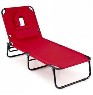 COSTWAY Tanning Chair with Face Hole, Pillows & Adjustable Backrest, Portable with Carrying Bag, Folding Beach Chaise Lounge for Sunbathing, Seaside (1, Red) COSTWAY Tanning Chair with Face Hole, Pillows & Adjustable Backrest, Portable with Carrying Bag, Folding Beach Chaise Lounge for Sunbathing, Seaside (1, Red)