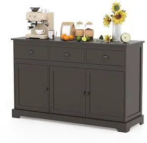 COSTWAY Sideboard Buffet Cabinet with Storage, Modern Coffee Bar Station with Drawers, Doors and Adjustable Shelves, Wooden Kitchen Storage Cabinet for Room (Brown) COSTWAY Sideboard Buffet Cabinet with Storage, Modern Coffee Bar Station with Drawers, Doors and Adjustable Shelves, Wooden Kitchen Storage Cabinet for Room (Brown)