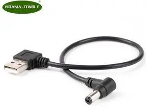 Left Angled USB 2.0 Male to 5.5mm x 2.1mm DC power Plug Barrel 5v Cable 1ft Left Angled USB 2.0 Male to 5.5mm x 2.1mm DC power Plug Barrel 5v Cable 1ft