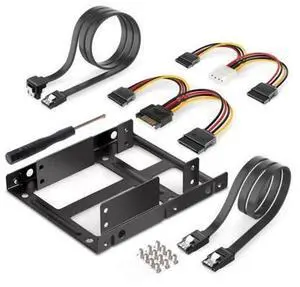 2X 2.5 Inch SSD to 3.5 Inch Internal Hard Disk Drive Mounting Kit Bracket (SATA Data Cables and Power Cables Included) Hot Sale 2X 2.5 Inch SSD to 3.5 Inch Internal Hard Disk Drive Mounting Kit Bracket (SATA Data Cables and Power Cables Included) Hot Sale