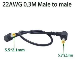 90 Degree Double Elbow DC Power 5.5 x 2.1mm Male to 5.5 2.1/2.5mm Male Plug Cable Right Angled 90 Degree 30cm 22AWG 90 Degree Double Elbow DC Power 5.5 x 2.1mm Male to 5.5 2.1/2.5mm Male Plug Cable Right Angled 90 Degree 30cm 22AWG