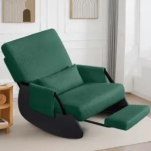 FelixKing Rocking Chair Nursery, Low-Seat Glider Chair, Upholstered Rocking Chair with Side Pocket and Foot Rest, Comfortable Modern Accent Armchair Recliner for Mom Nursery Living Room Bedroom Green FelixKing Rocking Chair Nursery, Low-Seat Glider Chair, Upholstered Rocking Chair with Side Pocket and Foot Rest, Comfortable Modern Accent Armchair Recliner for Mom Nursery Living Room Bedroom Green