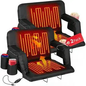 Wide Stadium Seat for Bleachers with Back Support -2 Pack Reclining Adults Camping Stadium Chair Extra Thick Cushion Bleacher Seats Waterproof Black Wide Stadium Seat for Bleachers with Back Support -2 Pack Reclining Adults Camping Stadium Chair Extra Thick Cushion Bleacher Seats Waterproof Black