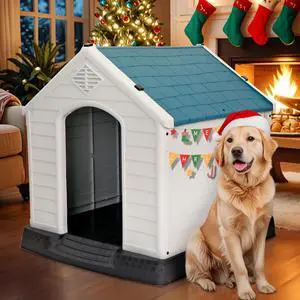 Large Plastic Dog House Indoor Outdoor Durable Ventilate Doghouse for Small Medium Large Dogs Insulated Puppy Shelter w/Air Vents Elevated Floor Waterproof Blue Large Plastic Dog House Indoor Outdoor Durable Ventilate Doghouse for Small Medium Large Dogs Insulated Puppy Shelter w/Air Vents Elevated Floor Waterproof Blue