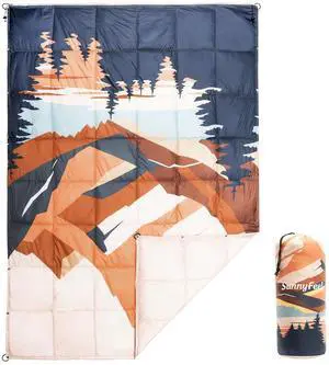 SUNNYFEEL Down Camping Blanket, Packable Printed Down Quilt Blanket for Cold Weather, Waterproof Outdoor Blanket with Snap Buttons, Wearable Shawl for Camping, Hiking, Stadium, Picnic (55"x79") SUNNYFEEL Down Camping Blanket, Packable Printed Down Quilt Blanket for Cold Weather, Waterproof Outdoor Blanket with Snap Buttons, Wearable Shawl for Camping, Hiking, Stadium, Picnic (55"x79")
