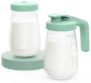 Momcozy Glass Breast Milk Pitcher, Milk Storage Container with Flat Lid & Handle Lid, Wide Mouth Leak-Resistant, Baby Formula Pitcher, Heat & Cold Resistant, 2 PCS, 32OZ Each (64OZ Total) Momcozy Glass Breast Milk Pitcher, Milk Storage Container with Flat Lid & Handle Lid, Wide Mouth Leak-Resistant, Baby Formula Pitcher, Heat & Cold Resistant, 2 PCS, 32OZ Each (64OZ Total)
