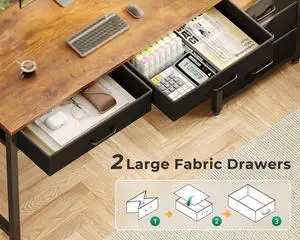 ODK Computer Desk with 5 Drawers, 53 Inch Office Desk with Printer Shelf, Reversible Work Desk for Home Office, Writing Table Desk for Storage, Rustic Brown ODK Computer Desk with 5 Drawers, 53 Inch Office Desk with Printer Shelf, Reversible Work Desk for Home Office, Writing Table Desk for Storage, Rustic Brown