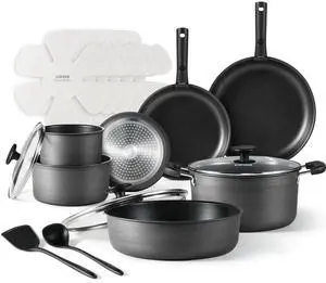 20pcs 4-Ply Premium Hard Anodized Pots and Pans Set Non Stick with Detachable Handle, Dishwasher/Oven Safe, RV Kitchen Cookware Set Nonstick, Induction Cookware, Large Capacity Pans and Pot Set 20pcs 4-Ply Premium Hard Anodized Pots and Pans Set Non Stick with Detachable Handle, Dishwasher/Oven Safe, RV Kitchen Cookware Set Nonstick, Induction Cookware, Large Capacity Pans and Pot Set