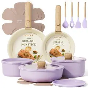 Pots and Pans Set Non Stick, Cookware Sets, 19pcs Kitchen Set, Oven/Fridge Safe, Space Saving Pots Set, Nonstick Set with Versatile Removable/Detachable Handle, Induction RV Set, Purple Pots and Pans Set Non Stick, Cookware Sets, 19pcs Kitchen Set, Oven/Fridge Safe, Space Saving Pots Set, Nonstick Set with Versatile Removable/Detachable Handle, Induction RV Set, Purple