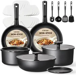 19Pcs Pots and Pans Set Non Stick, Cookware Set Detachable Handle, Nonstick Induction Kitchen Sets Non Stick with Removable Handle, RV Cook Ware, Oven Safe, Black 19Pcs Pots and Pans Set Non Stick, Cookware Set Detachable Handle, Nonstick Induction Kitchen Sets Non Stick with Removable Handle, RV Cook Ware, Oven Safe, Black