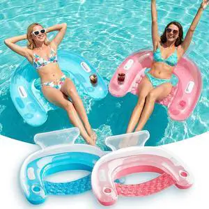 Inflatable Pool Floats Adult, Floating Pool Chair with Cup Holders for Swimming Pool, Water Chair Pool Lounger with Handles & Ergonomic Headrest for Party Summer Water Fun Inflatable Pool Floats Adult, Floating Pool Chair with Cup Holders for Swimming Pool, Water Chair Pool Lounger with Handles & Ergonomic Headrest for Party Summer Water Fun