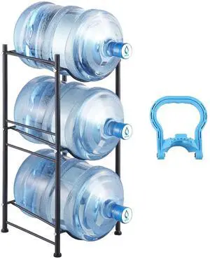 5 Gallon Water Jug Holder, 3 Tiers Water Bottle Holder, Heavy Duty Water Bottle Rack with 3 Slots, Detachable Water Jug Stand for Kitchen, Office, Living Room- Black 5 Gallon Water Jug Holder, 3 Tiers Water Bottle Holder, Heavy Duty Water Bottle Rack with 3 Slots, Detachable Water Jug Stand for Kitchen, Office, Living Room- Black