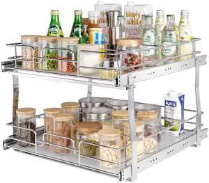 2 Tier 20"Wx21.2"Dx15.2"HPull Out Cabinet Organizer, Heavy Duty Slide Out Pantry Shelves, Steel Roll Out Drawers, Sliding Drawer Storage for Home, 21.5"Wx22.5"Dx19"H Install Size for Cabinet 2 Tier 20"Wx21.2"Dx15.2"HPull Out Cabinet Organizer, Heavy Duty Slide Out Pantry Shelves, Steel Roll Out Drawers, Sliding Drawer Storage for Home, 21.5"Wx22.5"Dx19"H Install Size for Cabinet