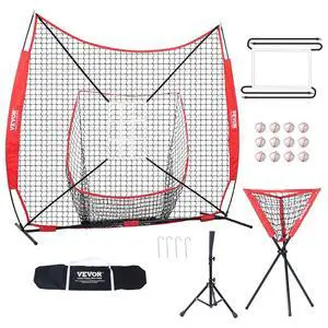 Softball Practice Net, Portable Baseball Training Net for Hitting, Batting, Catching, Pitching - Backstop Equipment with Bow Frame, Carry Bag, Strike Zone, Batting Tee Softball Practice Net, Portable Baseball Training Net for Hitting, Batting, Catching, Pitching - Backstop Equipment with Bow Frame, Carry Bag, Strike Zone, Batting Tee