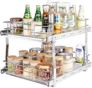 2 Tier 17"Wx21.2"Dx15.2"H Pull Out Cabinet Organizer, Heavy Duty Slide Out Pantry Shelves, Steel Roll Out Drawers, Sliding Drawer Storage for Home, 18.5"Wx22.5"Dx19"H Install Size for Cabinet 2 Tier 17"Wx21.2"Dx15.2"H Pull Out Cabinet Organizer, Heavy Duty Slide Out Pantry Shelves, Steel Roll Out Drawers, Sliding Drawer Storage for Home, 18.5"Wx22.5"Dx19"H Install Size for Cabinet