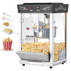 Popcorn Machine, 8oz Stainless Steel Kettle, 800W Commercial Countertop Popcorn Maker, 48 Cups per Batch Theater Style Popper, with 2-Button Control Glass Wall PC Door 1 Scoop 3 Spoons, Black Popcorn Machine, 8oz Stainless Steel Kettle, 800W Commercial Countertop Popcorn Maker, 48 Cups per Batch Theater Style Popper, with 2-Button Control Glass Wall PC Door 1 Scoop 3 Spoons, Black