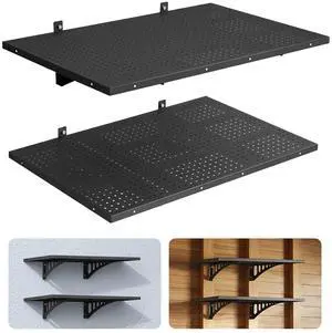 2-Pack Heavy Duty Garage Wall Shelving, 2 x 3 ft Steel Wall Mounted Shelving Unit, 24 x 36 Inch Per Shelf Floating Storage Metal Rack for Garage with 560 lbs Total Weight Capacity 2-Pack Heavy Duty Garage Wall Shelving, 2 x 3 ft Steel Wall Mounted Shelving Unit, 24 x 36 Inch Per Shelf Floating Storage Metal Rack for Garage with 560 lbs Total Weight Capacity