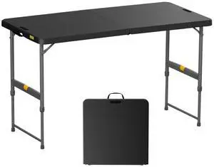 Folding Table 4 Foot, Effortless Quick Adjustable Height Foldable Small Card Table, Fixing Lock, Stable for Party Dining Events Picnic Indoor Outdoor Camping, 1 Pack, Zeta X4 Pro Black Folding Table 4 Foot, Effortless Quick Adjustable Height Foldable Small Card Table, Fixing Lock, Stable for Party Dining Events Picnic Indoor Outdoor Camping, 1 Pack, Zeta X4 Pro Black