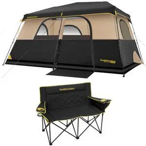 Zeta C8 Pro Max Instant Cabin Tent 8 Person Camping Tent Setup in 60 Seconds Khaki & FanttikOutdoor Zeta L11 Duo Pro Double Camping Chair, 2 Person Portable Folding Couch, Black Zeta C8 Pro Max Instant Cabin Tent 8 Person Camping Tent Setup in 60 Seconds Khaki & FanttikOutdoor Zeta L11 Duo Pro Double Camping Chair, 2 Person Portable Folding Couch, Black