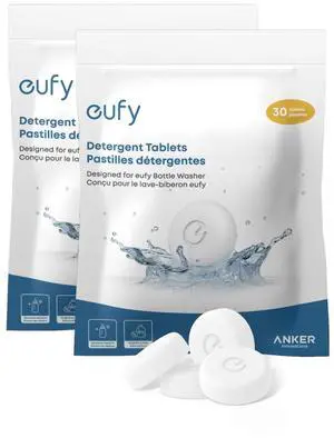eufy Official Detergent Tablets for Baby Bottle Washer, 60 Count (2 Packs), Deep Cleaning Washing Block for Spotless Bottles, Pump Parts, and Feeding Essentials, Removes Milk Residue, BPA-Free eufy Official Detergent Tablets for Baby Bottle Washer, 60 Count (2 Packs), Deep Cleaning Washing Block for Spotless Bottles, Pump Parts, and Feeding Essentials, Removes Milk Residue, BPA-Free