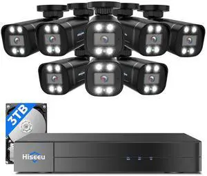 Hiseeu 3K Wired Security Camera System with Audio,3TB HDD,5MP 8CH Surveillance DVR,8 X5MP Security Cameras,Dual Light,Human/Vehicle Detection,Smart Playback for Home Security Hiseeu 3K Wired Security Camera System with Audio,3TB HDD,5MP 8CH Surveillance DVR,8 X5MP Security Cameras,Dual Light,Human/Vehicle Detection,Smart Playback for Home Security