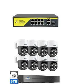 1*Hiseeu PoE PTZ Camera System+1* Hiseeu PoE Switch w/8 Ports 2 Ethernet Uplink Ports 1*Hiseeu PoE PTZ Camera System+1* Hiseeu PoE Switch w/8 Ports 2 Ethernet Uplink Ports