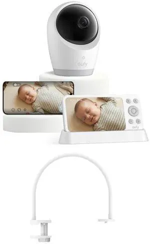 eufy Security E21 Baby Monitor with Baby Monitor Crib Mount, 4K UHD Camera, 5'' 720p Screen, Pan-Tilt and 8× Zoom, Dual Wi-Fi/Local Connection, 24/7 App Recording eufy Security E21 Baby Monitor with Baby Monitor Crib Mount, 4K UHD Camera, 5'' 720p Screen, Pan-Tilt and 8× Zoom, Dual Wi-Fi/Local Connection, 24/7 App Recording