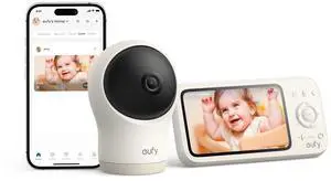 eufy Baby Monitor C10 with 2K HD Camera, 4.5" 480p Display, 4× Zoom, Pan-Tilt, Night Vision, Wi-Fi & No Wi-Fi Connection, 12 H Battery, Motion, Noises, Temperature Alerts, 2-Way Talk, VOX, Indoor eufy Baby Monitor C10 with 2K HD Camera, 4.5" 480p Display, 4× Zoom, Pan-Tilt, Night Vision, Wi-Fi & No Wi-Fi Connection, 12 H Battery, Motion, Noises, Temperature Alerts, 2-Way Talk, VOX, Indoor